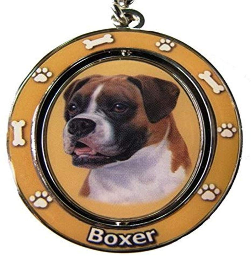 Boxer, Uncropped Key Chain "Spinning Pet Key Chains"Double Sided Spinning Center With Boxers Face Made Of Heavy Quality Metal Unique Stylish Boxer Gifts